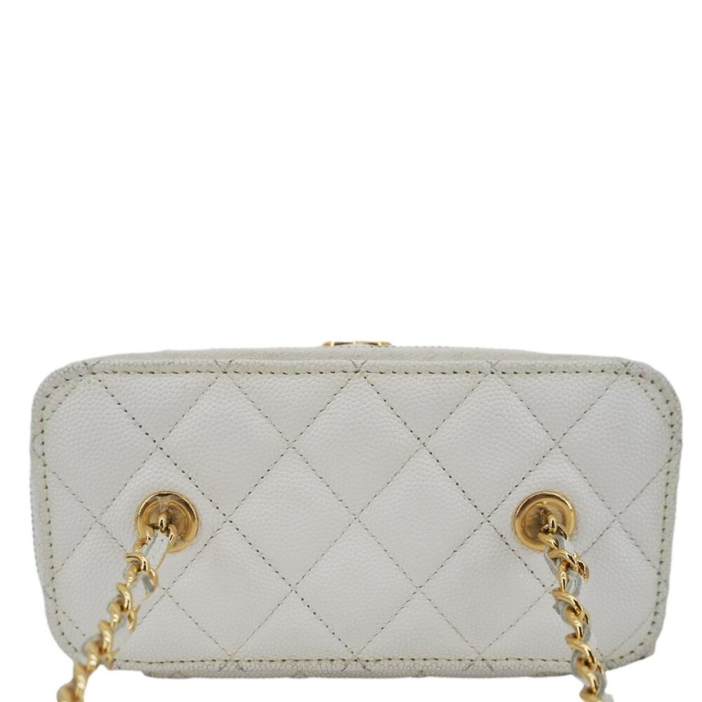Chanel  Coco Casino Small Quilted Caviar Leather Chain Vanity Case White - Picture 5 of 16